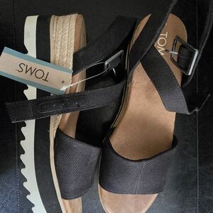 Toms Black Sandals with Platform Sole